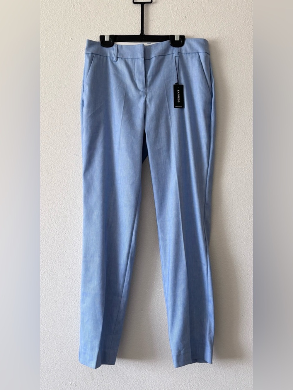 Women’s Express Columnist Light Blue Ankle Dress Pants Linen Blend Size 2R